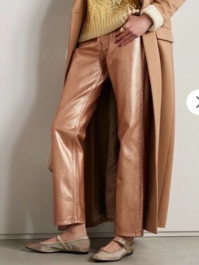 Ulla Johnson Metallic Tan Straight-Leg Jeans